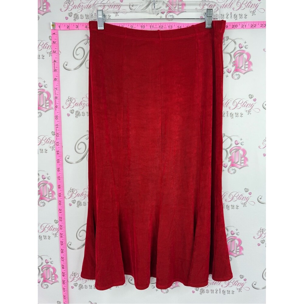 Kim & co skirt flowy mermaid vintage Red Maxi Skirt - Elegant Flared Hem